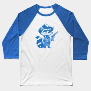 Sheriff Raccoon in Blue - Wild West Adventure Vintage Design Baseball T-Shirt